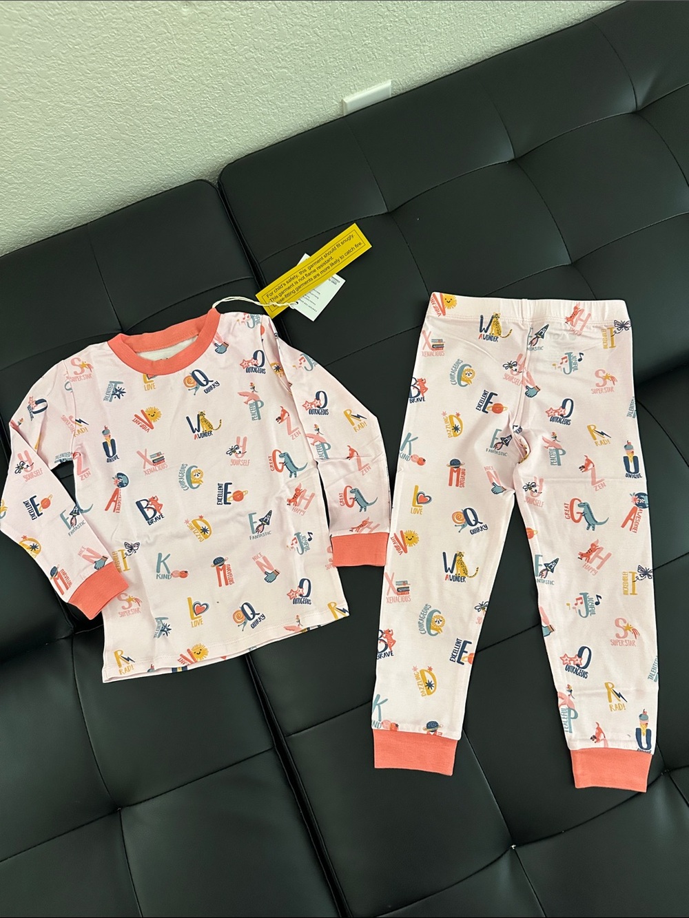 Carter's Pink Alphabet Print Pajama Set with Coral Trim